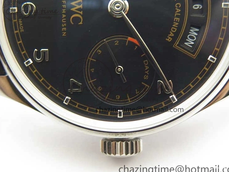 MIROTIME 0211 Portuguese Real PR Real Annual Calendar IW503502 ZF 1:1 Best Edition Black Dial Steel Markers on Black Leather Strap A StreetReady 7134